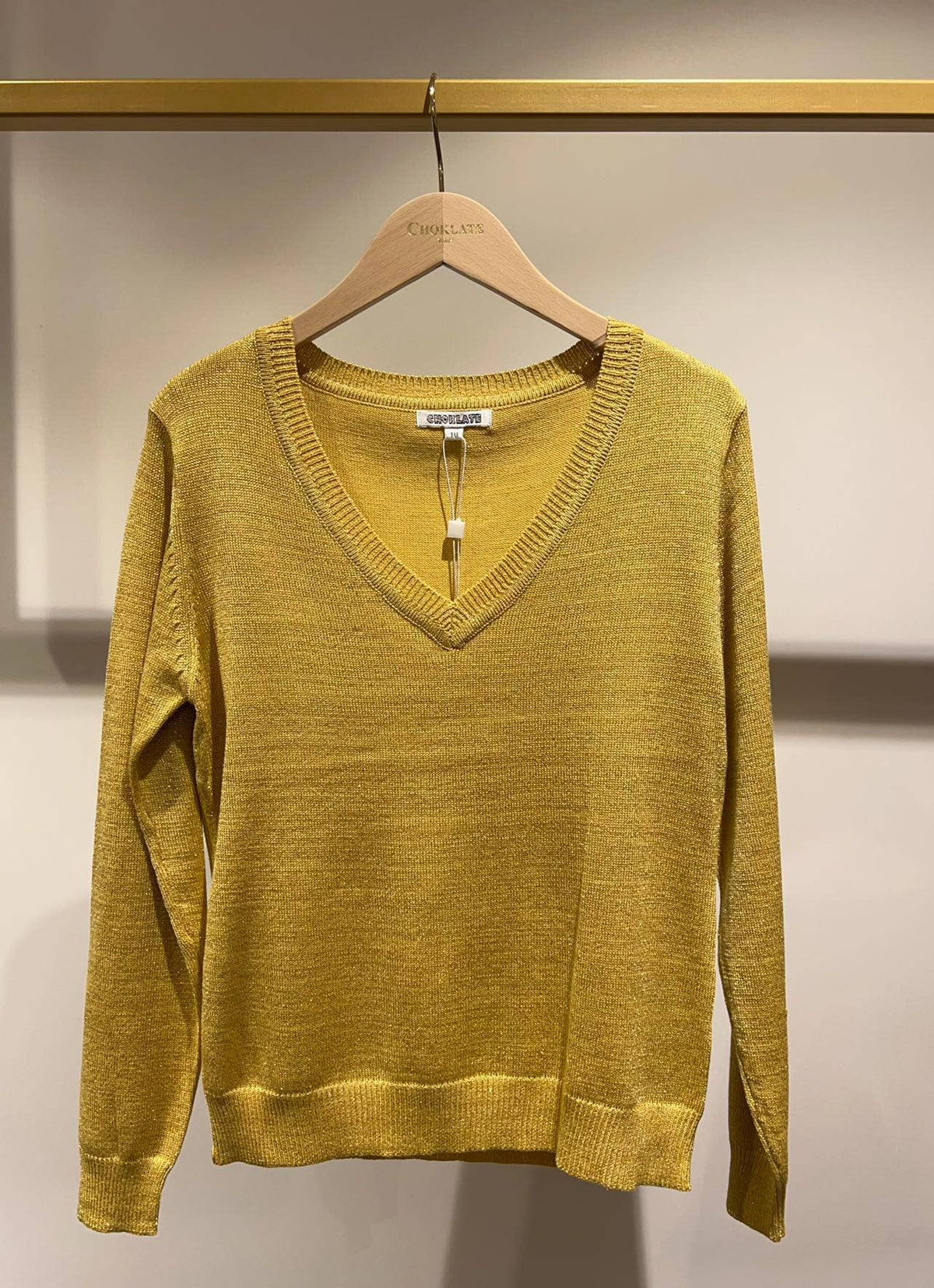 Lurex V-Neck One Size Sweater - Premium Apparel & Accessories from CHOKLATE PARIS - Just $40! Shop now at Ida Louise Boutique