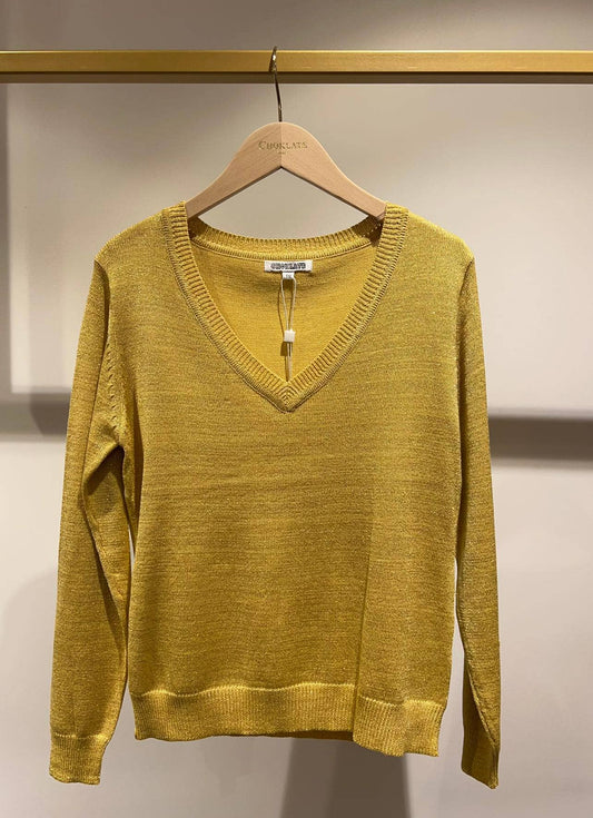Lurex V-Neck One Size Sweater