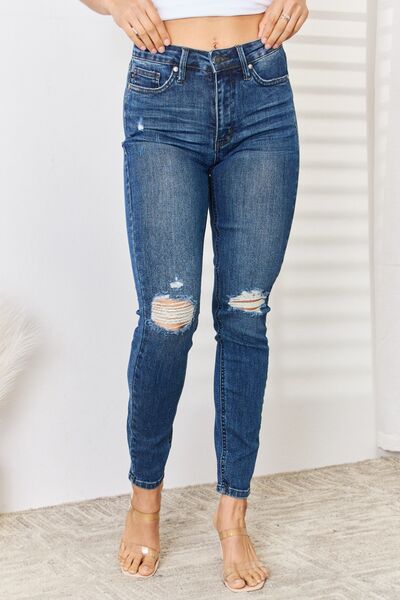 Judy Blue High Waist Distressed Skinny Jeans - Premium Jeans from Trendsi - Just $70! Shop now at Ida Louise Boutique