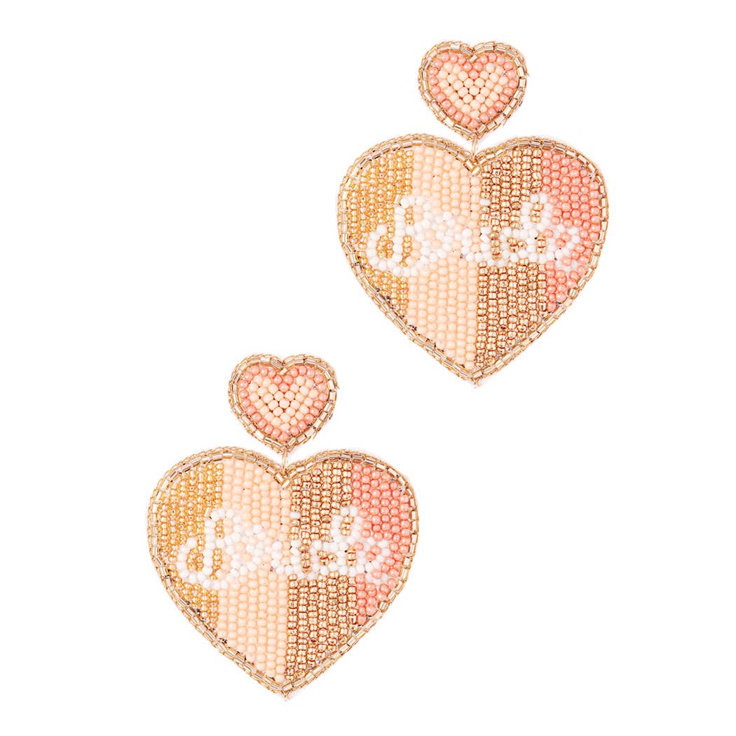 Seed Beaded Heart Shaped BRIDE Post Earring - Premium earrings from Fashion City - Just $24! Shop now at Ida Louise Boutique