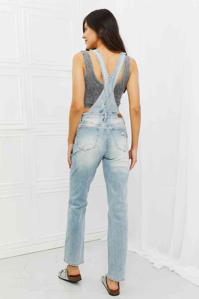 Judy Blue Melina Full Size Distressed Straight Leg Overalls - Premium Jeans from Trendsi - Just $91! Shop now at Ida Louise Boutique