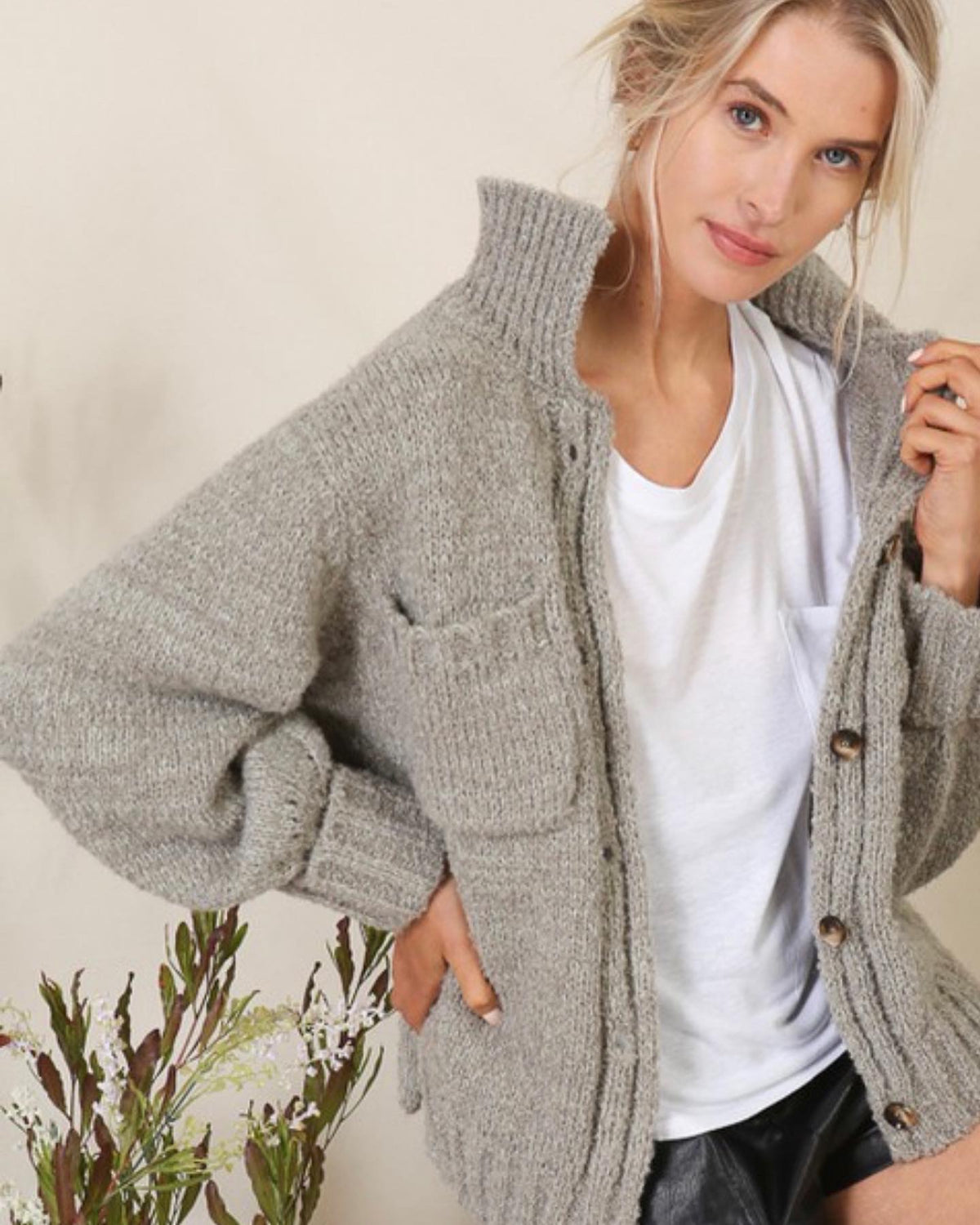 Collared Sweater Jacket - Premium Sweater from Ida Louise Boutique - Just $20! Shop now at Ida Louise Boutique