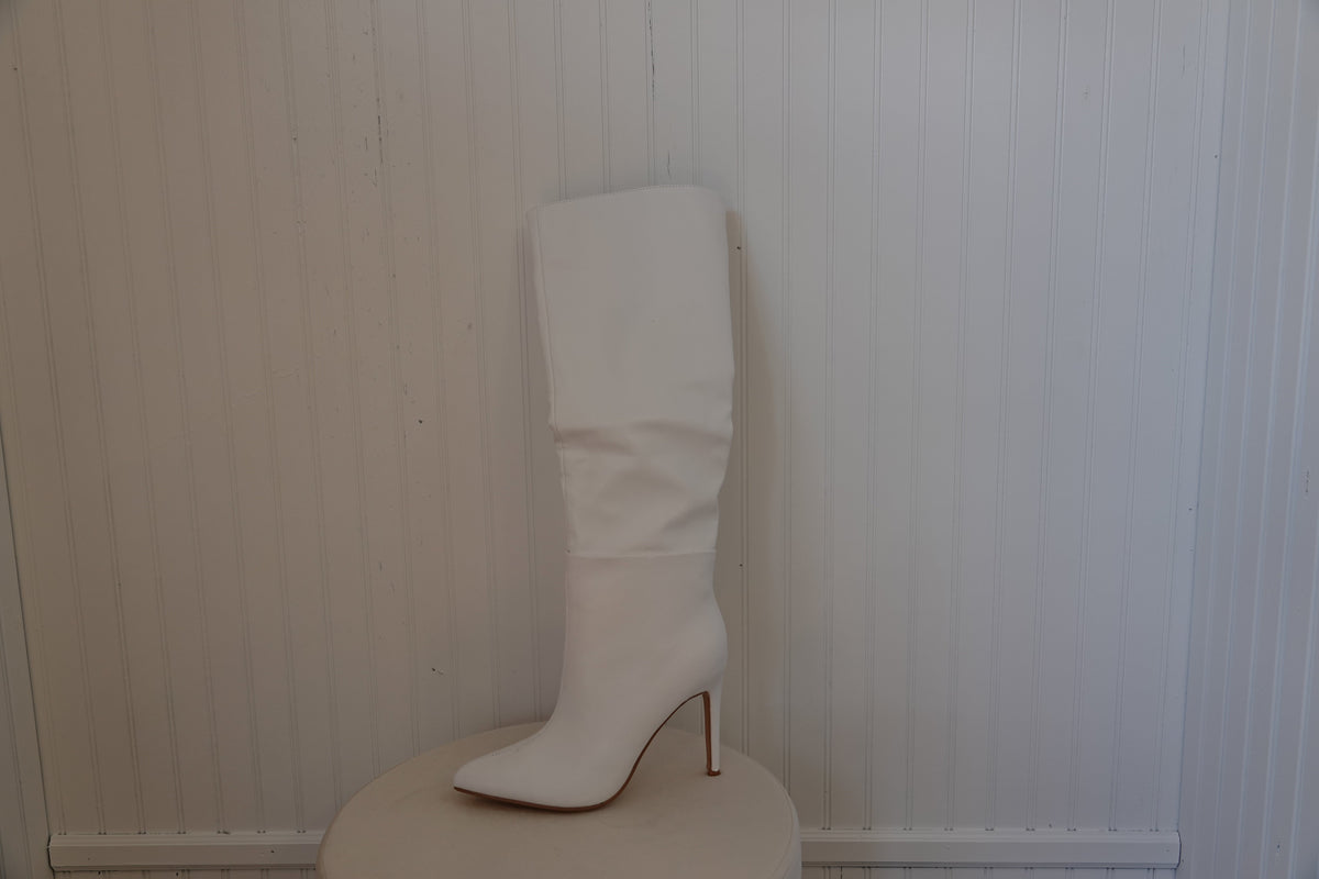 Sophie White Boot with Heel - Premium Knee High Boots from Ida Louise Boutique - Just $80! Shop now at Ida Louise Boutique