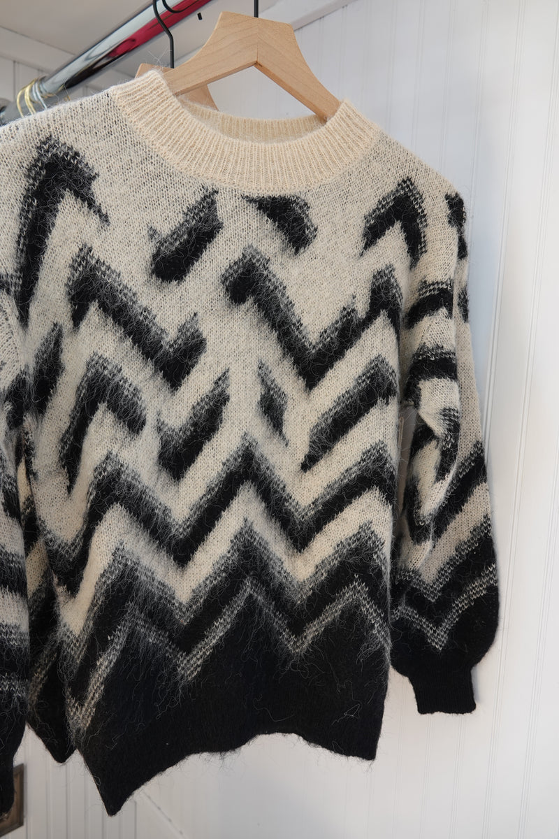 Whtie/Black Chevron Sweater - Premium  from Ida Louise Boutique - Just $20! Shop now at Ida Louise Boutique