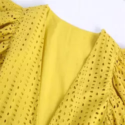 Yellow Ruffled Crop - Premium  from Ida Louise Boutique - Just $40! Shop now at Ida Louise Boutique