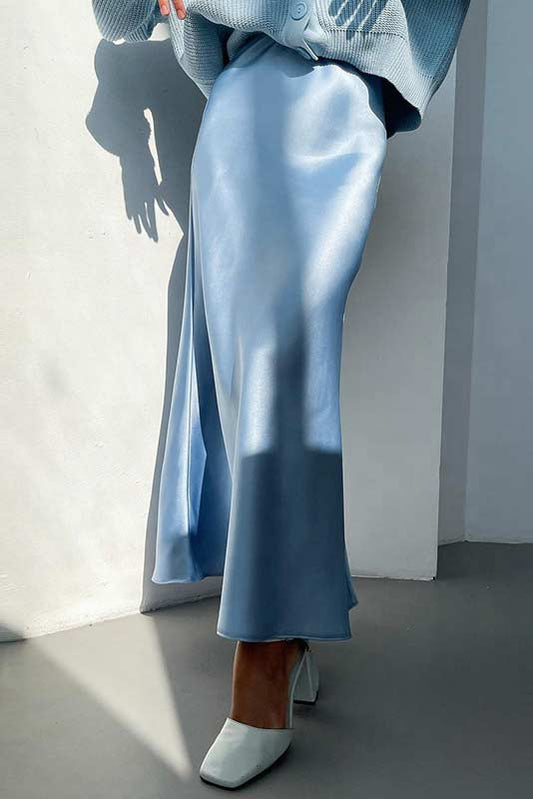 Smoke Blue Silk Skirt