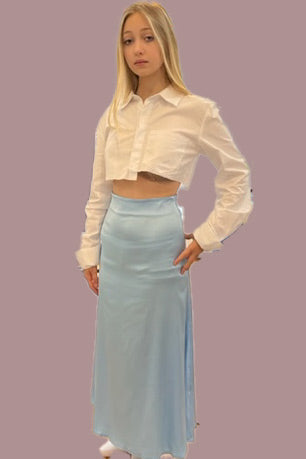 Smoke Blue Silk Skirt - Premium Skirt from Ida Louise Boutique - Just $10! Shop now at Ida Louise Boutique