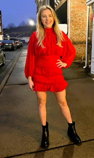 Red Lantern Sleeved Mini Dress - Premium Apparel & Accessories from Ida Louise Boutique - Just $80! Shop now at Ida Louise Boutique