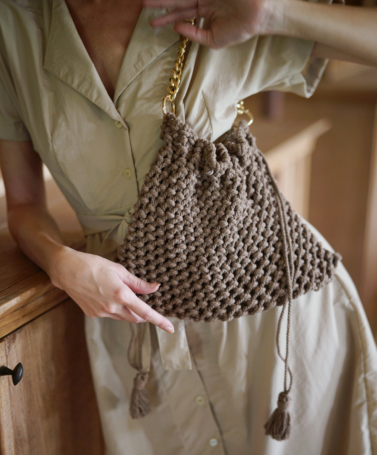 LYON Macrame Tote Bag, in Toasted Beige - Premium Tote Bag from BrunnaCo - Just $85! Shop now at Ida Louise Boutique