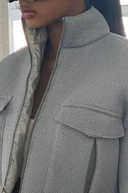 Grey Mesh Crop Jacket - Premium Jacket from Ida Louise Boutique - Just $25! Shop now at Ida Louise Boutique