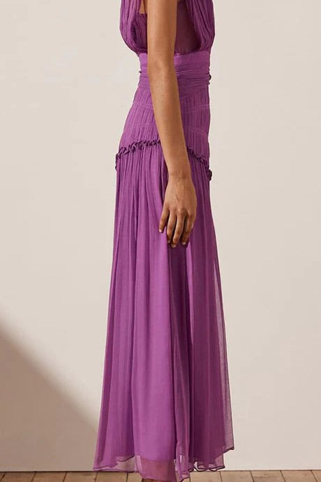 Purple Chiffon Maxi Dress