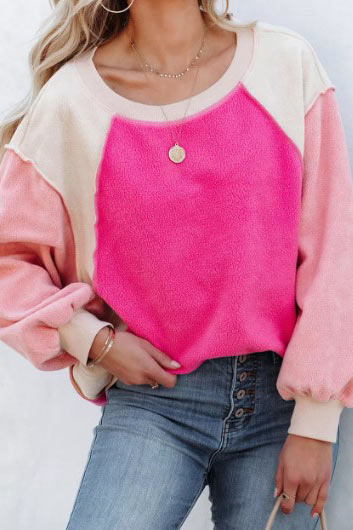 Two Tone Pink Fleece Sweatshirt - Premium  from Ida Louise Boutique - Just $48! Shop now at Ida Louise Boutique