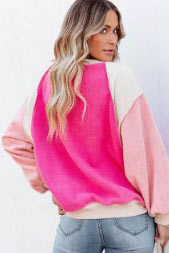 Two Tone Pink Fleece Sweatshirt - Premium  from Ida Louise Boutique - Just $48! Shop now at Ida Louise Boutique
