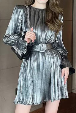 Silver Belted Dress - Premium  from Ida Louise Boutique - Just $84! Shop now at Ida Louise Boutique