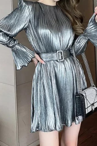 Silver Belted Dress