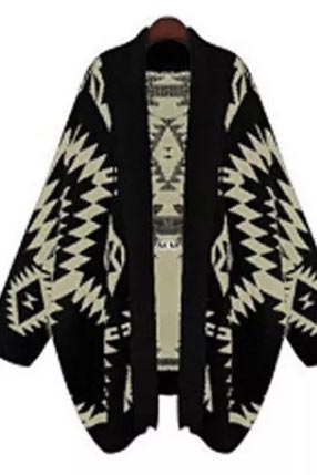 Black Or White Open Aztec Cardigan - Premium Sweater from Ida Louise Boutique - Just $46! Shop now at Ida Louise Boutique