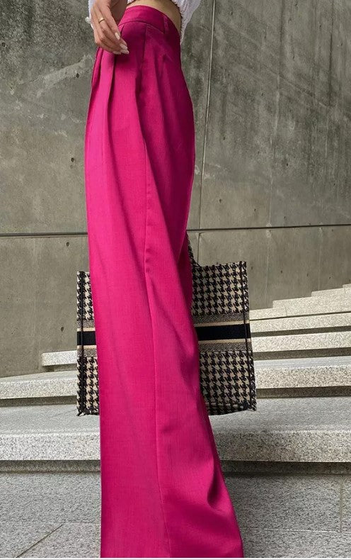 Pink Fitted Waist Wide Leg Pants - Premium  from Ida Louise Boutique - Just $60! Shop now at Ida Louise Boutique