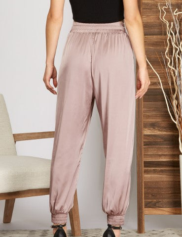 Sale - Mauve Satin Joggers - Premium Pants from Ida Louise Boutique - Just $50! Shop now at Ida Louise Boutique