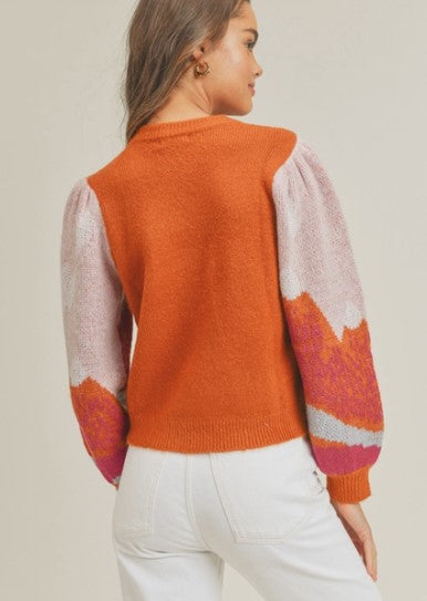 Sale-Blush Rust Landscape Sweater