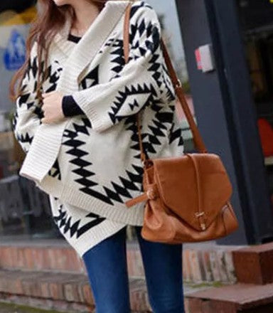Black Or White Open Aztec Cardigan - Premium Sweater from Ida Louise Boutique - Just $20! Shop now at Ida Louise Boutique