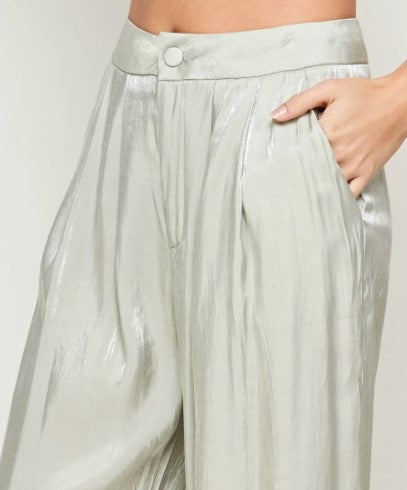 Metallic Satin Mint Trousers - Premium Pants from Ida Louise Boutique - Just $62! Shop now at Ida Louise Boutique