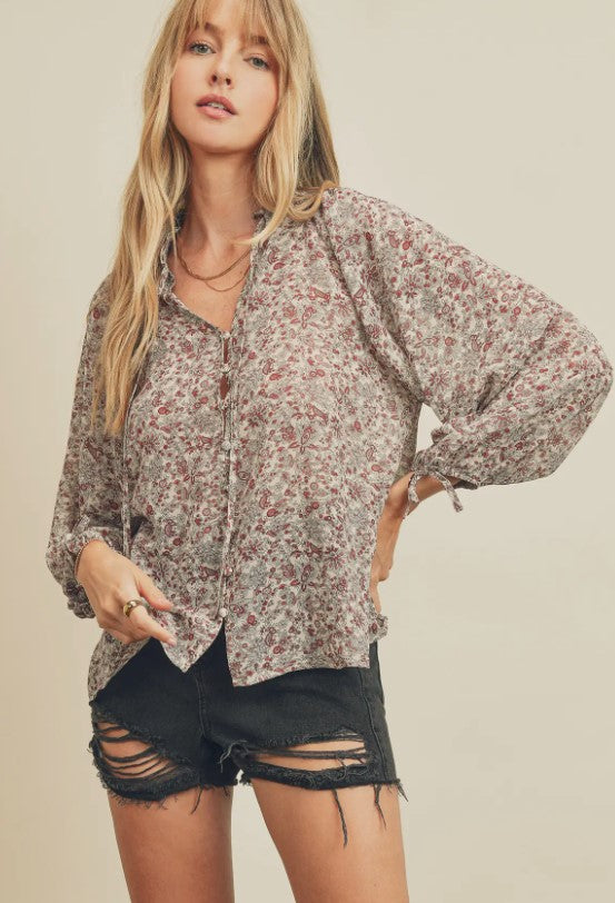 Paisley Ruffled Collar Blouse - Premium Apparel & Accessories from Dress Forum - Just $50! Shop now at Ida Louise Boutique
