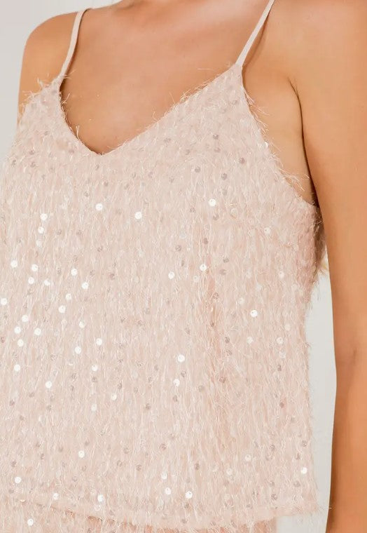 Bring the Party Sequin Fringe Cami Top