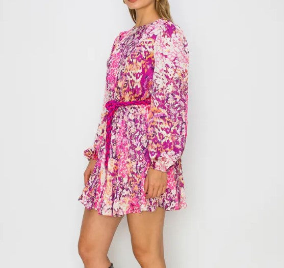 Abstract Floral Rope Dress