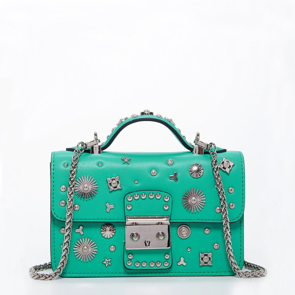 The Hollywood Green Purse with Studs - Premium Handbag from SUSU - Just $295! Shop now at Ida Louise Boutique
