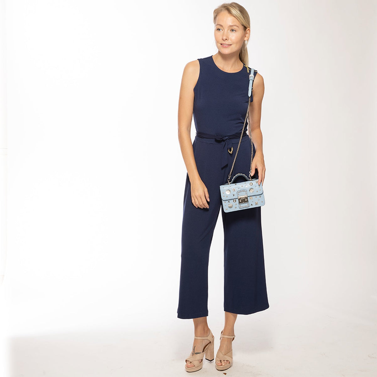 The Hollywood Light Blue Small Leather Bag - Premium Handbag from SUSU - Just $295! Shop now at Ida Louise Boutique