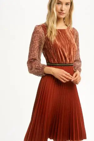 Red Chili Pleated Dress