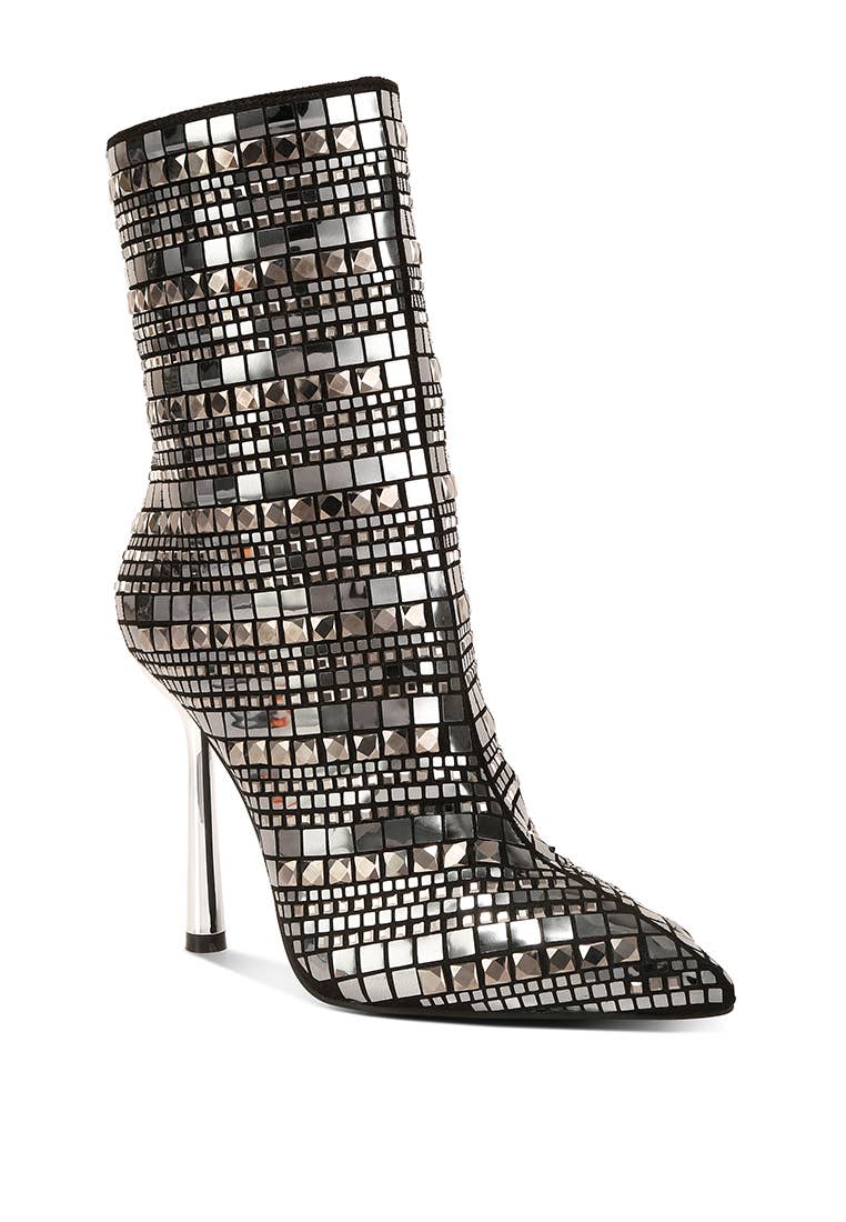Mirror Embellished Stiletto Boots