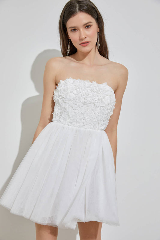 Toni Strapless White Mini Dress