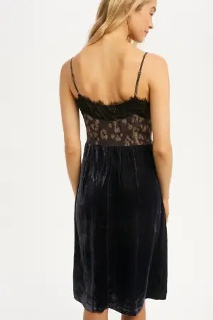 Wild For Navy Lace Velvet Dress - Premium Apparel & Accessories from Mystree - Just $40! Shop now at Ida Louise Boutique