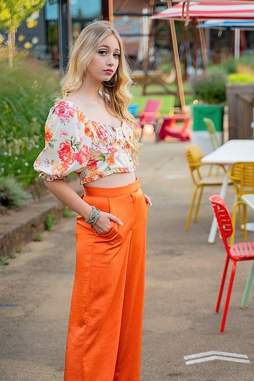Floral Crop Mid Sleeve Top - Premium  from Ida Louise Boutique - Just $44! Shop now at Ida Louise Boutique