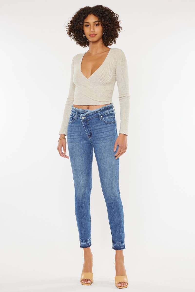 KanCan Ankle Skinny Offset Button - Premium Jeans from Kan Can USA - Just $68! Shop now at Ida Louise Boutique