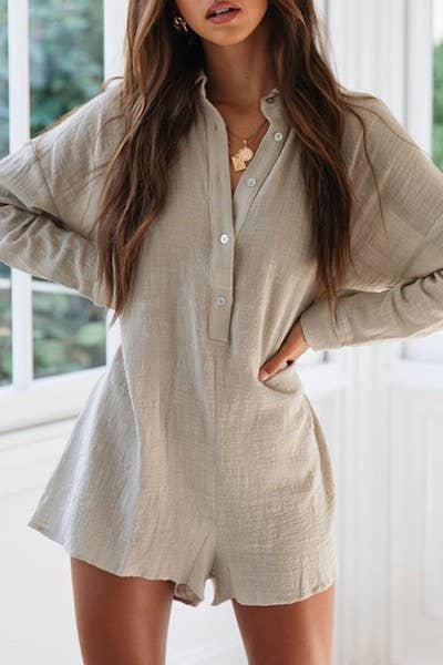 Kali Button Shirt Rompers