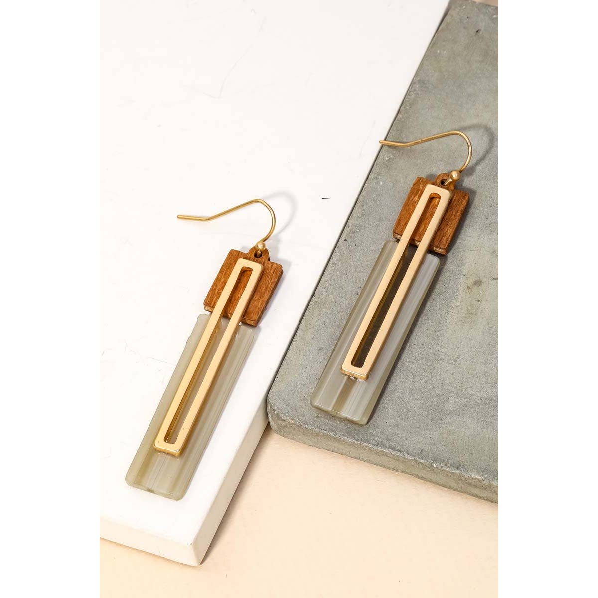 Wooden Acetate Rectangle Bar Drop Earrings - Premium Apparel & Accessories from Anarchy Street - Just $15! Shop now at Ida Louise Boutique