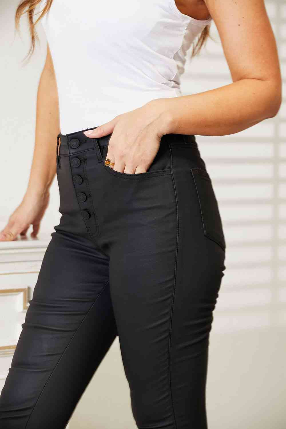 KanCan High Rise Black Coated Ankle Skinny Jeans - Premium Jeans from Trendsi - Just $70! Shop now at Ida Louise Boutique