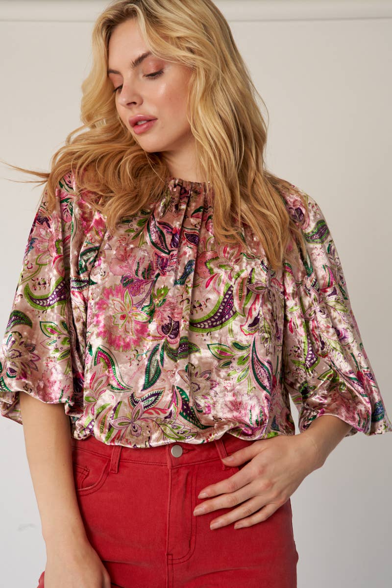 Kinsley Velvet Print Top - Premium Tops from Sage + Fig - Just $46! Shop now at Ida Louise Boutique