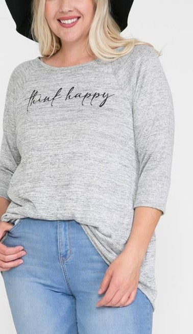 Plus size think Happy Tee - Premium Blouse from Ida Louise Boutique - Just $20! Shop now at Ida Louise Boutique