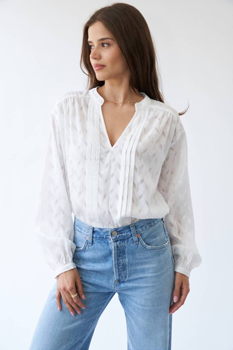 Britney V Neck White Blouse - Premium  from Ida Louise Boutique - Just $48! Shop now at Ida Louise Boutique