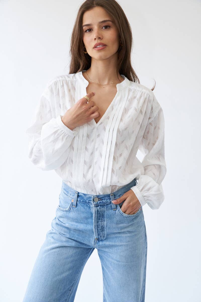 Britney V Neck White Blouse - Premium  from Ida Louise Boutique - Just $48! Shop now at Ida Louise Boutique