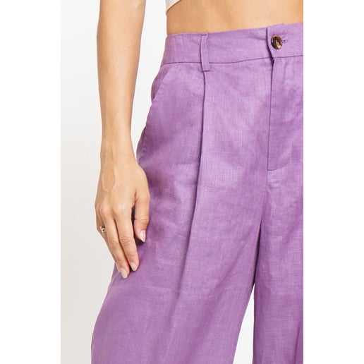 Lavender Pleated Linen Trousers