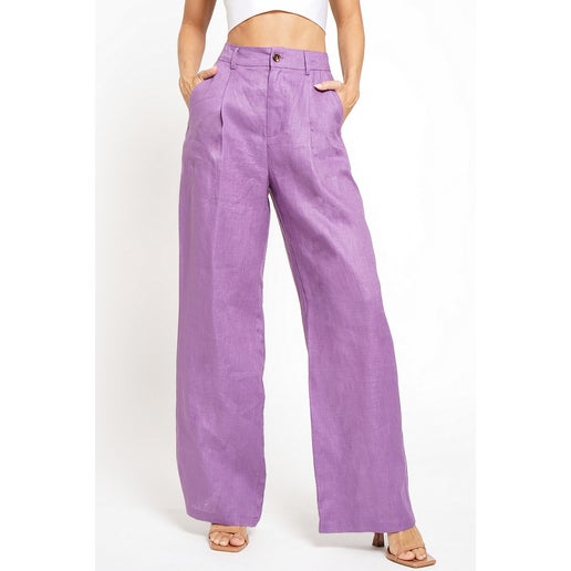 Lavender Pleated Linen Trousers - Premium Pants from Ida Louise Boutique - Just $60! Shop now at Ida Louise Boutique