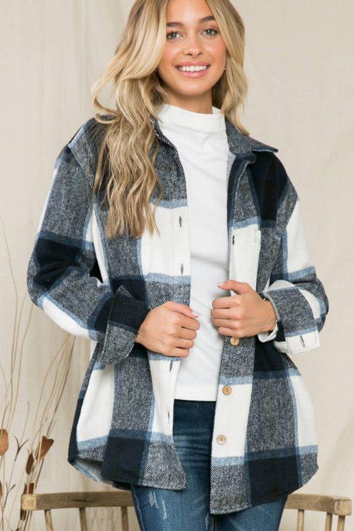 Plus Size Navy Flannel - Premium Flannel from Ida Louise Boutique - Just $20! Shop now at Ida Louise Boutique
