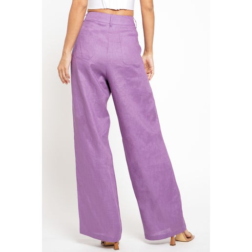 Lavender Pleated Linen Trousers - Premium Pants from Ida Louise Boutique - Just $60! Shop now at Ida Louise Boutique